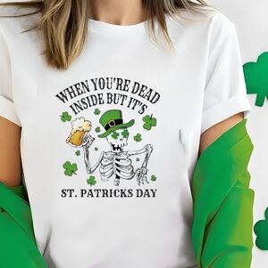 St. Patrick's Day Beer Skull Graphic TShirt